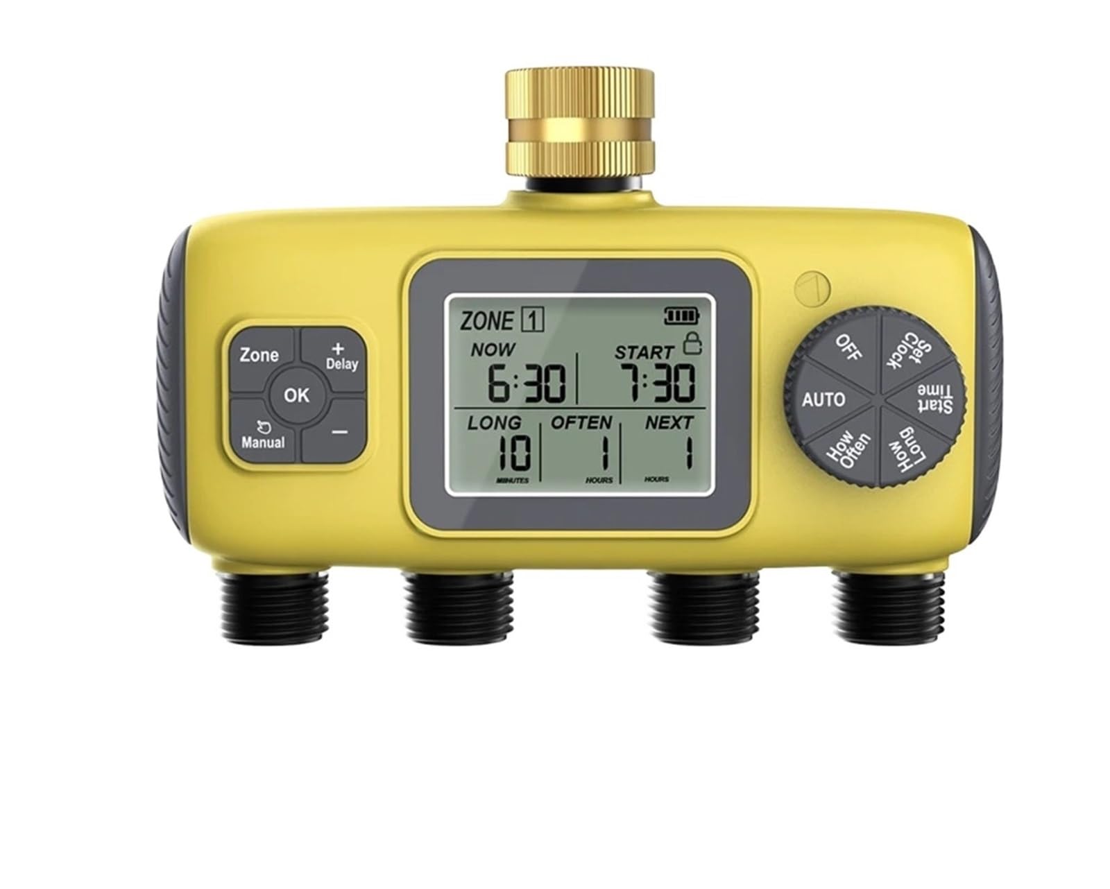 Timer nawadniania, Cyfrowy sterownik nawadniania z 4 wyjściami, precyzyjny sterownik czasowy do nawadniania ogrodu z czujnikiem deszczu