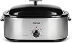 AROMA® 20Qt. Roaster Oven with Self-Basting Lid, Fits 24-lb. Turkey, Adjustable Temperature Settings, Keep Warm Setting, Stainless Steel (ART-720S)