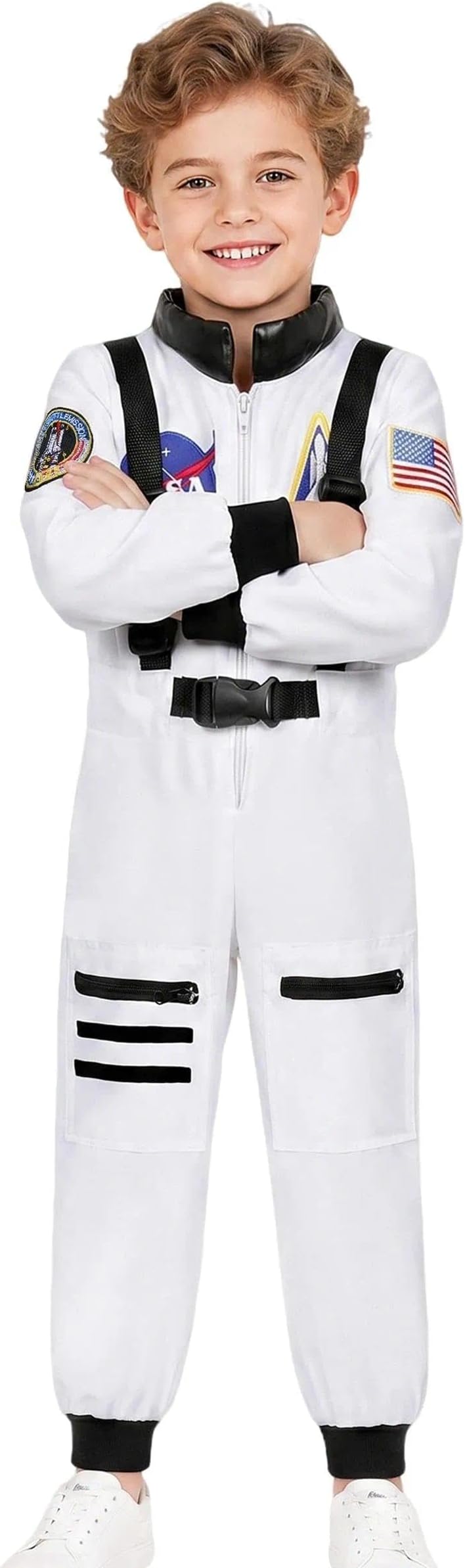 Astronaut Costume for Kid Boy Space Jumpsuit Space Outfit Pretend Dress up 3-12Years