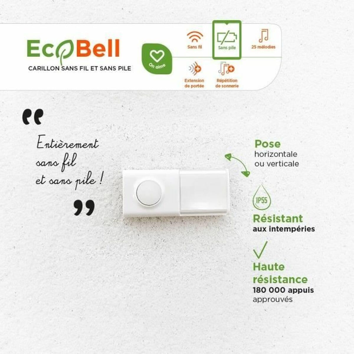 SCS SENTINEL Bezprzewodowy dzwonek do drzwi EcoBell 100 Plug