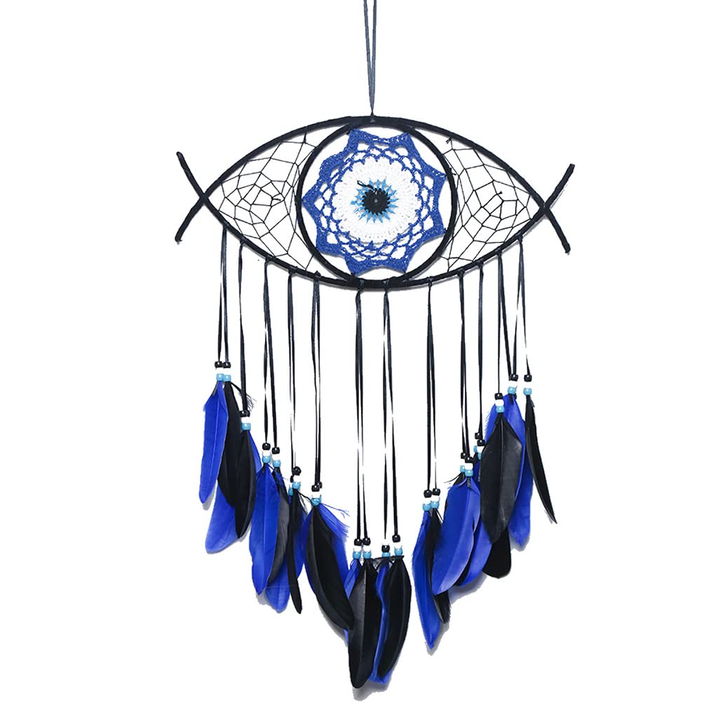 Kalttoy A Devil Eye Dream Catcher Mulet Hand-Knnited Wall Hanging Ornaments Craft Feather Home Decors Blessing Festival Gift