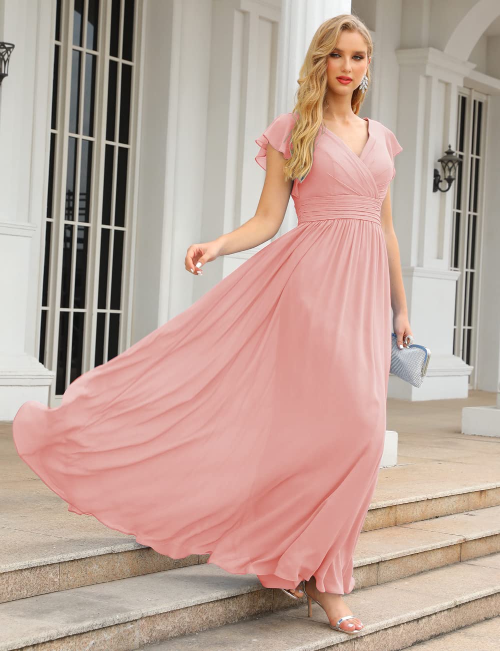 blue dress for baby girl Blush Pink Ruffled Tulle Prom Dresses Off the Shoulder Formal Gown FD3 –  Viniodress