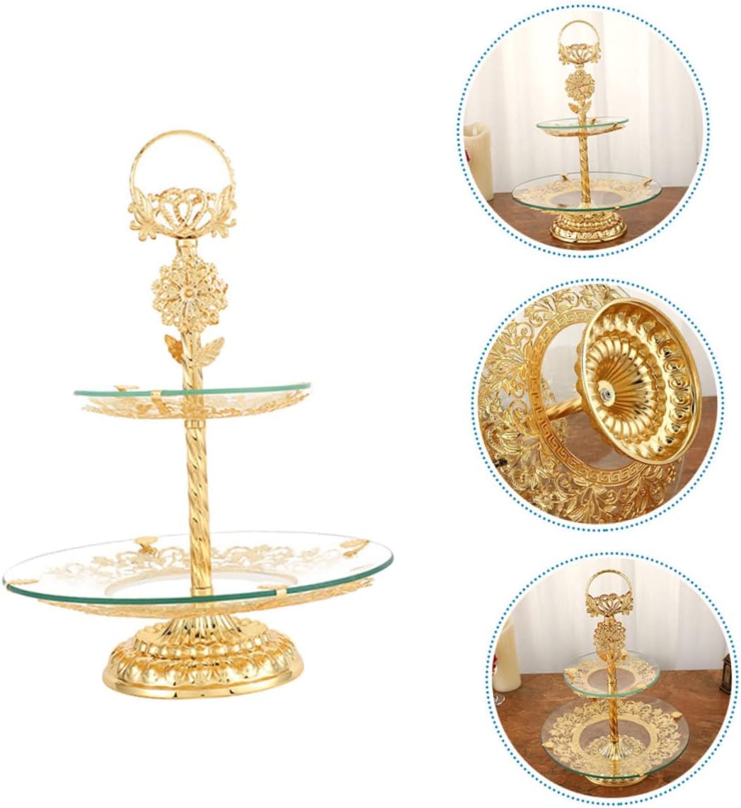 Ciieeo Two-Layer Decorative Fruit Storage Tray Elegant Candy Plate Snack Server for Afternoon Tea Parties Home Use Solid Structure Capacity Non- Design