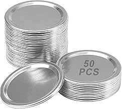 50 PCS Wide Mouth Canning Lids, 86MM Split-Type Canning Lids, Rust-Proof Mason Jar Lids Bulk, Food Grade Material, Perfect for Food Storage, 100% Fit & Airtight for Wide Mouth Jars (Silver)