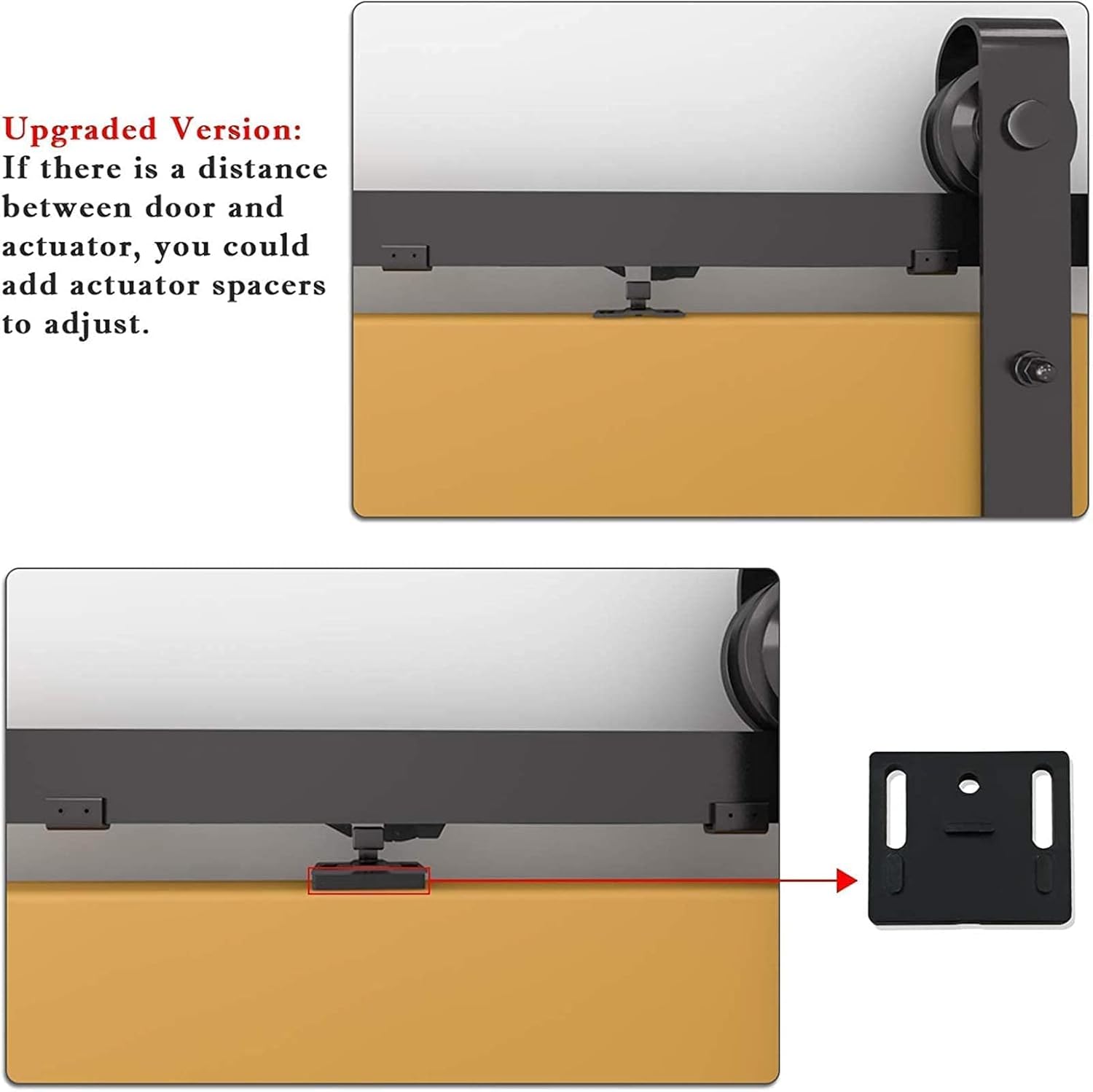 2PCS Lightweight Barn Door Soft Close Mechanism Spring Buffer Damper Upgarded Hole-Free Version Fit for Weight 33-77 Pounds Adjustable Barn-Door Stoppers (Upgraded Soft Close with Actuator Spacers)