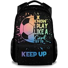 UNIKITTY Kids Backpack for Girls, Soccer Backpack for Elementary Middle School, 17" School Backpack for Teen, Black Cute Large Capacity Bookbag with Adjustable Straps