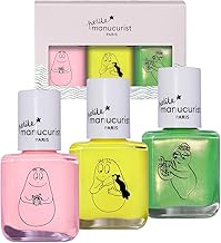 Manucurist Barbapapà Water Based Nail Polish Kit for Children from 3 Years - 3 Non-Toxic Nail Polishes in Pink, Yellow, Green - Christmas Gifts - Secret Santa - Gift Girl 3 Years