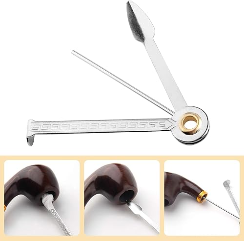 Miniatura 4 de 5 piezas de acero inoxidable 3 en 1 escariadores de pipa de tabaco para fumar herramienta de limpieza para pipas de agua
