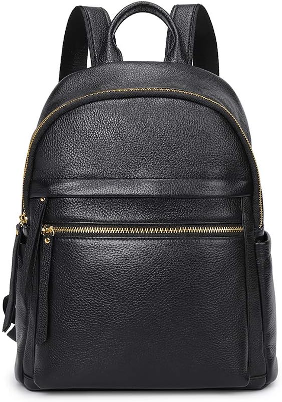 Kattee Genuine Leather Backpack Purse for Women Multi-functional Elegant Daypack Soft Leather Shoulder Bag Office, Shopping, Trip - Black