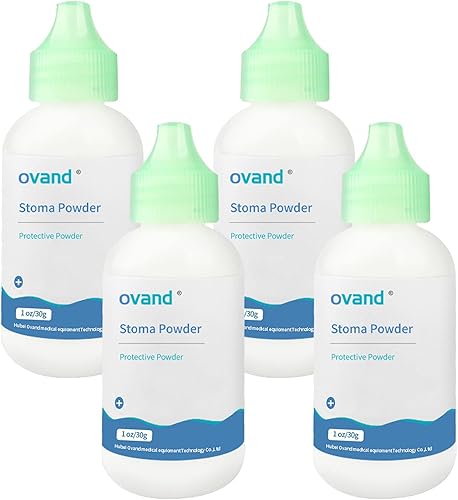 Paquete de 4 polvos de estoma - Polvo para el cuidado de la piel de ostomía, protege la piel y mantiene seca el polvo de ostomía
