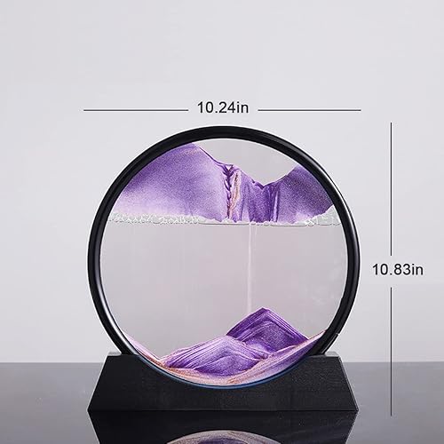 Miniatura 5 de SINGYICO Arte de arena dinámica 3D con movimiento líquido, imagen en movimiento redondo de vidrio 3D de aguas profundas, marco fluido, relajante