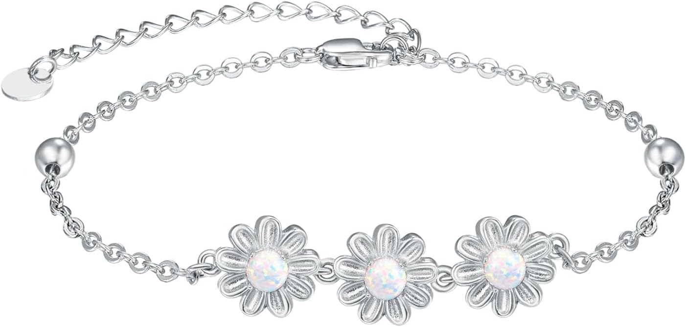 Palpitate Daisy Bracelet Daisy Flowers Jewelry Gifts for Women Mothers Lovers Wife Adjustable Chain