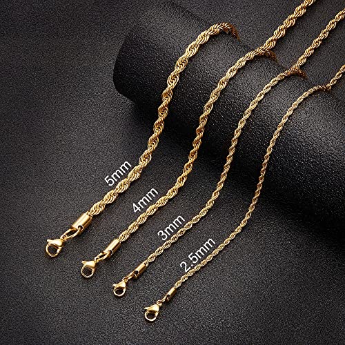 Monily 3Mm 18 Inches Stainless Steel Twist Rope Chain Necklace Mens Womens Necklace Jewelry #TOP3