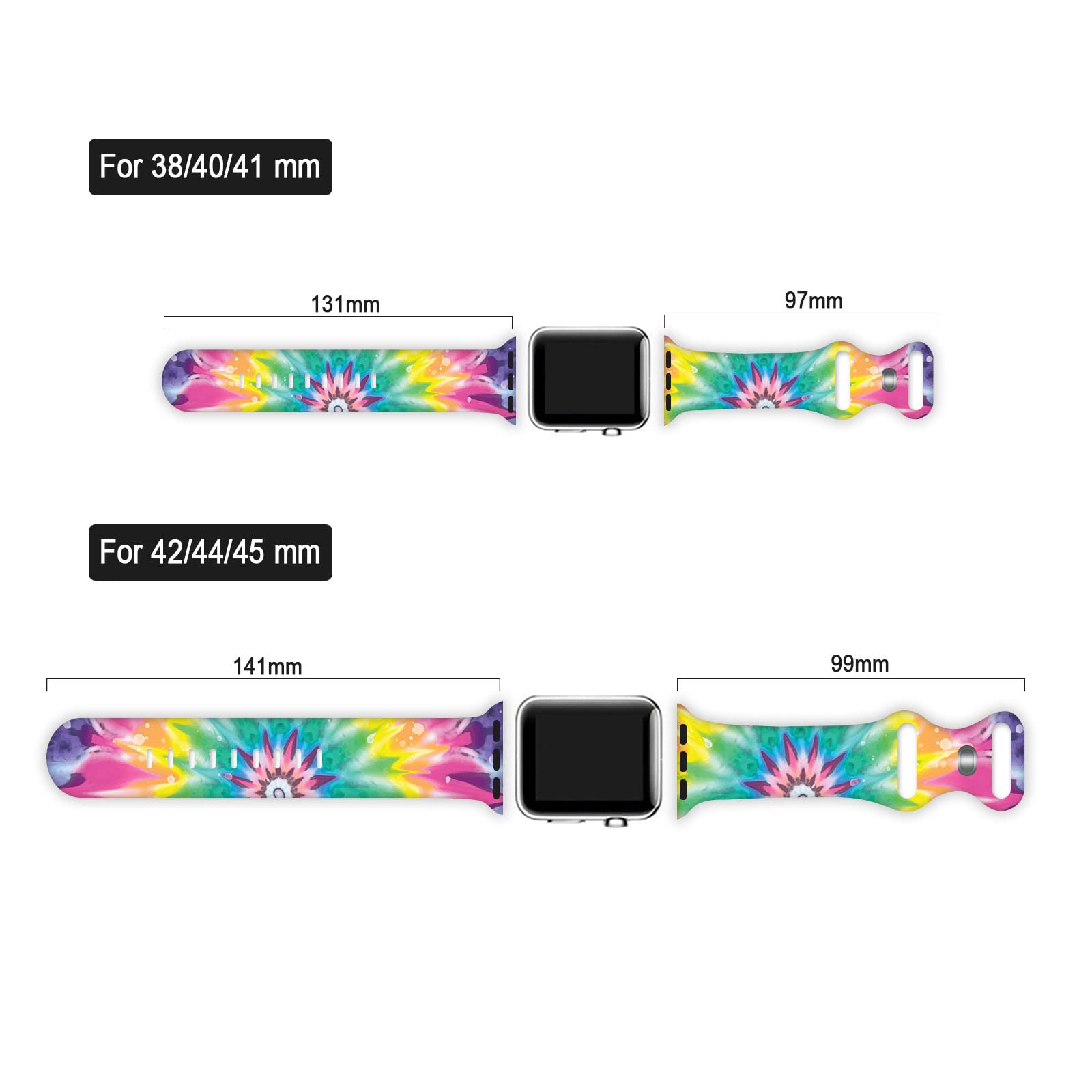 Summer Rainbow Boho Tie Dye Watch Band Compatible with Apple Watch 38mm 40mm 41mm 42mm 44mm 45mm 49mm for Women Men Gifts Sport Silicone Wristbands Strap for IWatch Series 9 8 7 6 5 4 3 2 1 SE (38mm/40mm/41mm) …