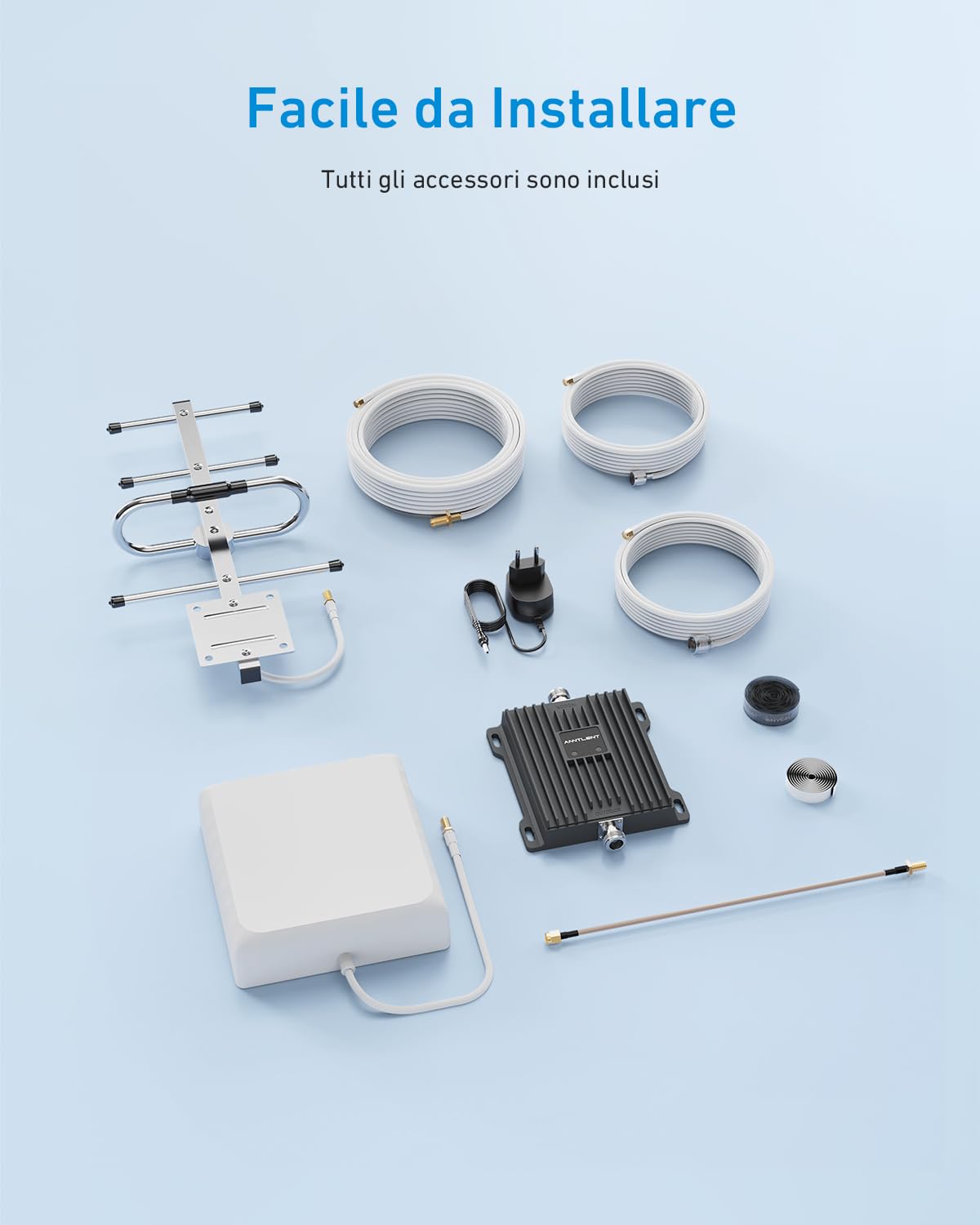 ANNTLENT Amplificatore Segnale Cellulare - Banda 20/8 (800/900Mhz) Ripetitore 4G 3G 2G gsm LTE per Casa Ufficio Campagna Ripetitore Segnale Cellulare Supporta TIM Wind Tre
