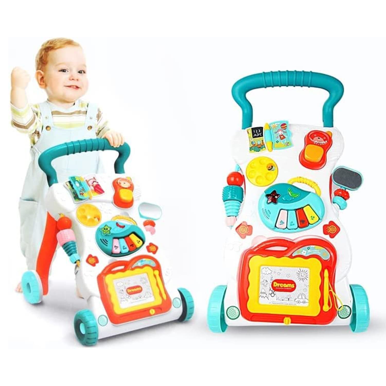 Baybee Baby Crawlio Walker for Kids, Baby Activity Walker with Music, Rotating Lock Wheel,Gears & Grip Handle for Toddlers for 0 to 2 Years Boy Girls (White)