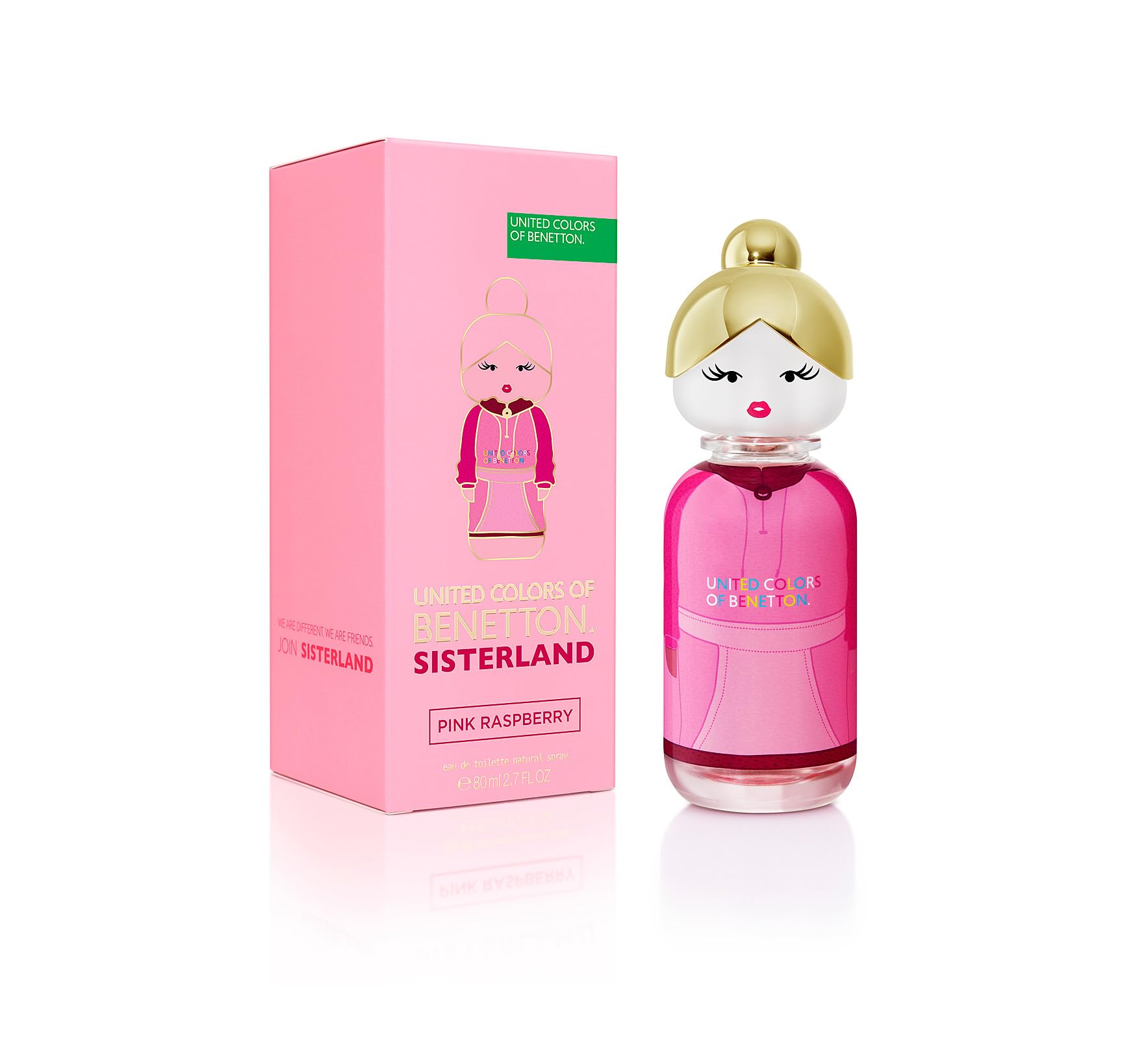 United Colors of Benetton, Sisterland Pink Raspberry, Spray per Donne, Fragranza Floreale con Cedro, Lampone, Neroli, Fiori d'Arancio, Sandalo e Muschio - 80 ml