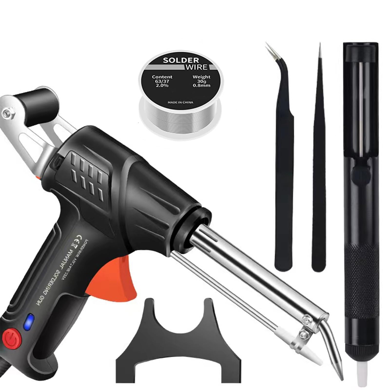 Ensemble de fer à souder, ensemble de pistolet à souder multifonction, kit de soudage à l'étain à envoi automatique, pistolet à étain à alimentation manuelle à chaleur interne, for les réparations de
