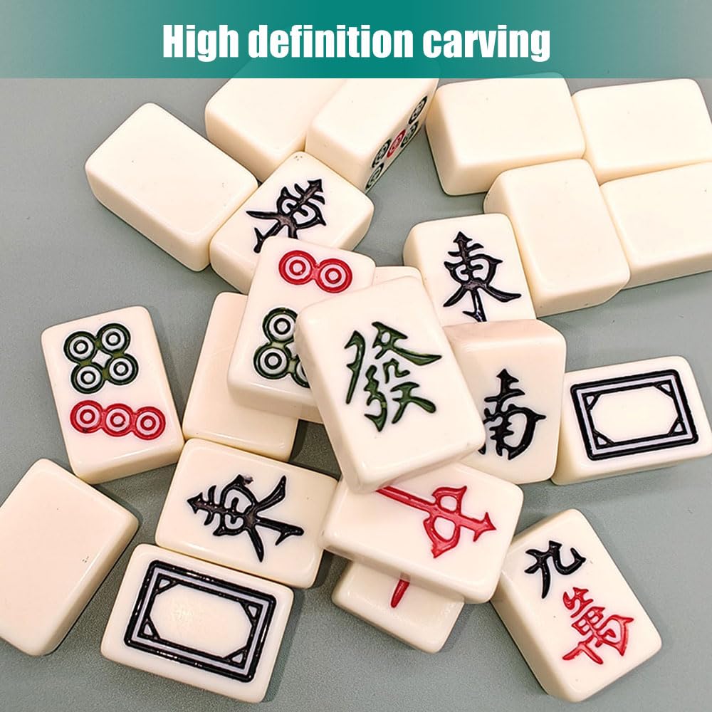 HIULLEN Mini Mahjong Set, Mahjong Set Portable, Chinese Traditional Mahjong Set - Image 3