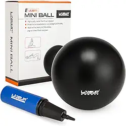 Mini Bola de Pilates, 25cm de Diâmetro, com Bomba de Ar de Dupla Ação, Preto