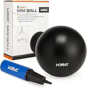 Mini Bola de Pilates, 25cm de Diâmetro, com Bomba de Ar de Dupla Ação, Preto