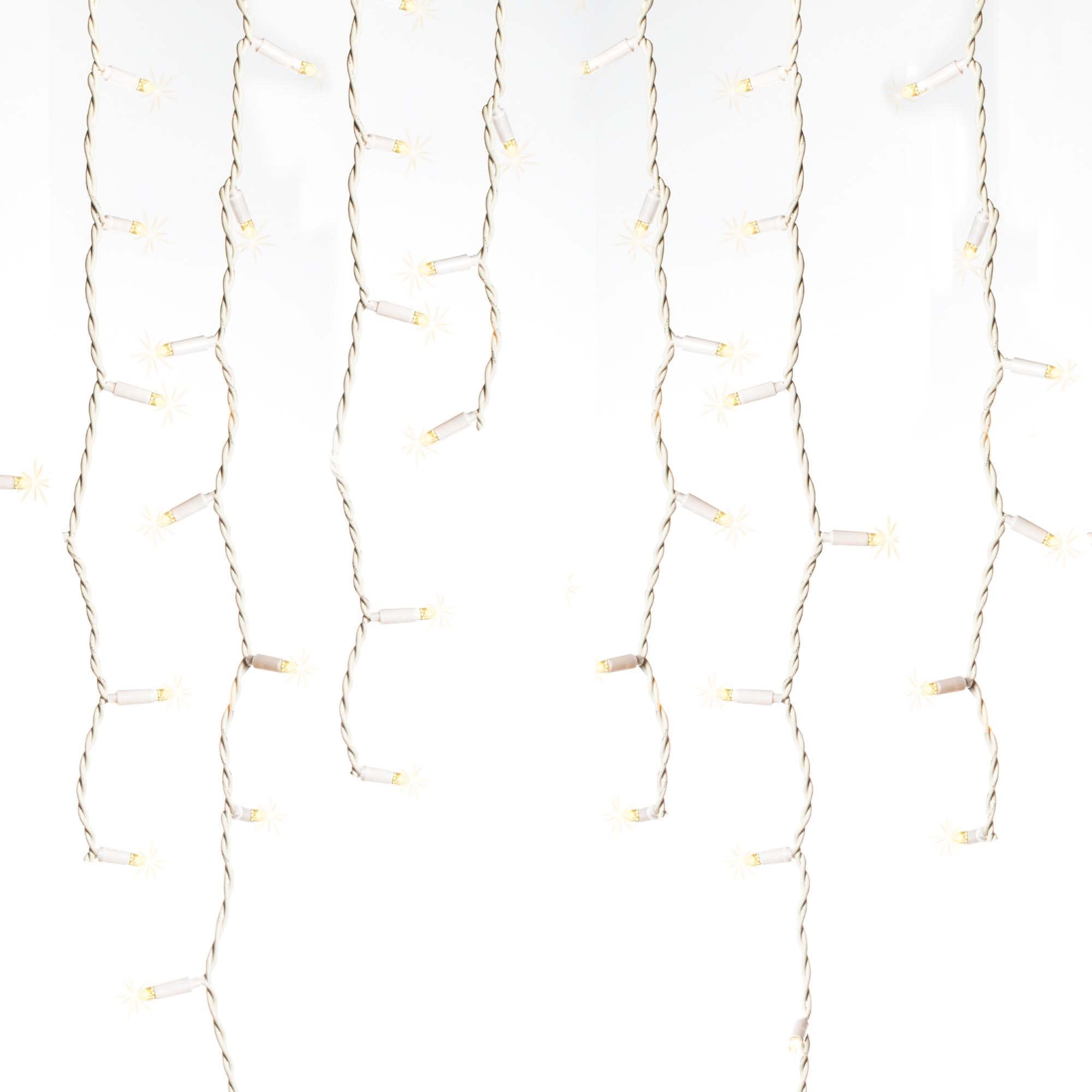 hellum LED Lichterkette Vorhang Außen, verlängerbar Lichtervorhang mit Steckdose, Verlängerung-Set mit 3m Netzkabel, 1,9 * 0,6m 80 LEDs, Kabel weiß Weihnachtsbeleuchtung für Garten, Party 555332