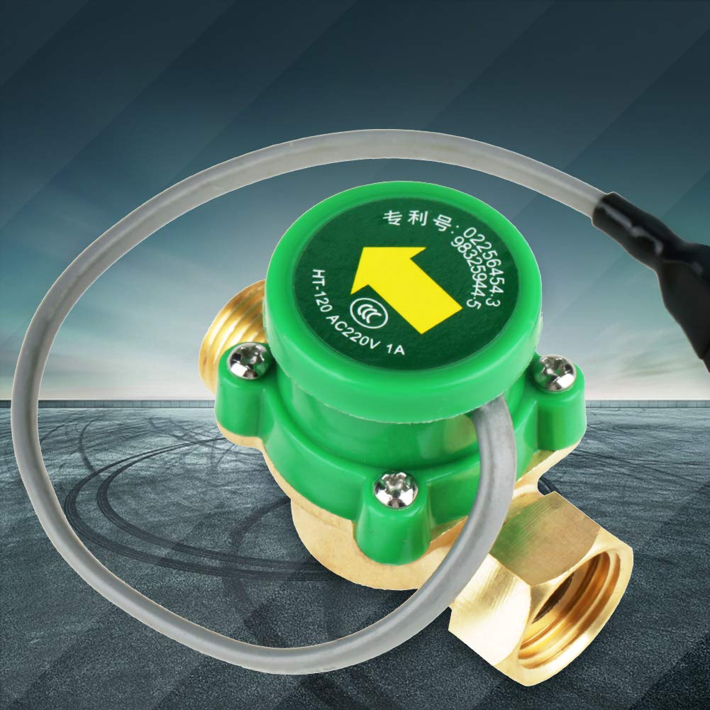 KIMISS Sensor de flujo HT-120 para bomba de agua, con rosca G1/2"-1/2", 220V 0.5A, interruptor de caudal ideal para sistemas hidráulicos