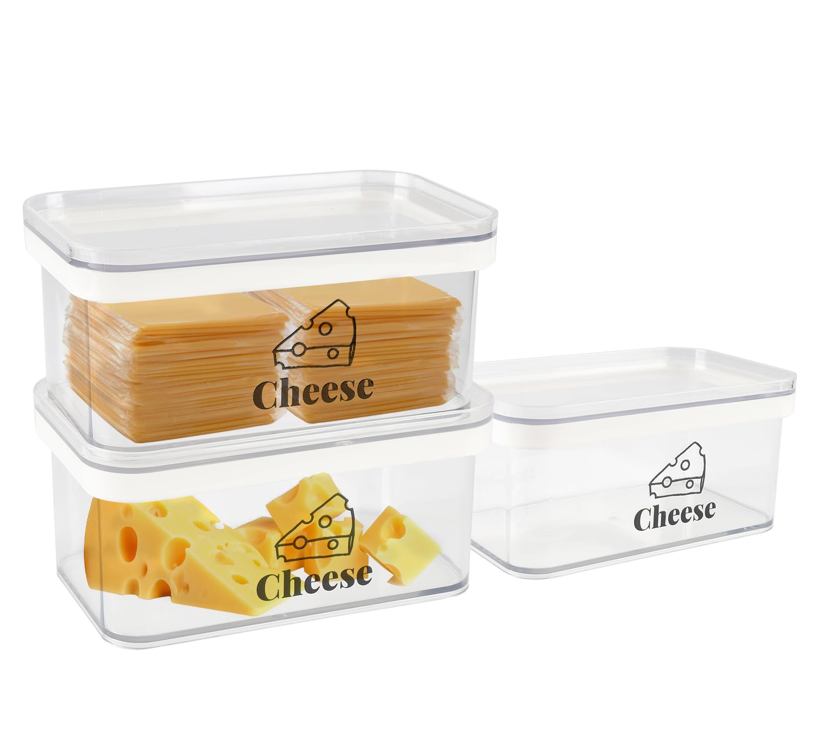 Käsebehälter für Kühlschrank, 3 Stück, geschredderter Käse, Aufbewahrungsbehälter mit Deckel, BPA-frei, Delikatfleisch-Aufbewahrungsbehälter, Frischkäse, Kühlschrank-Organizer und Aufbewahrung