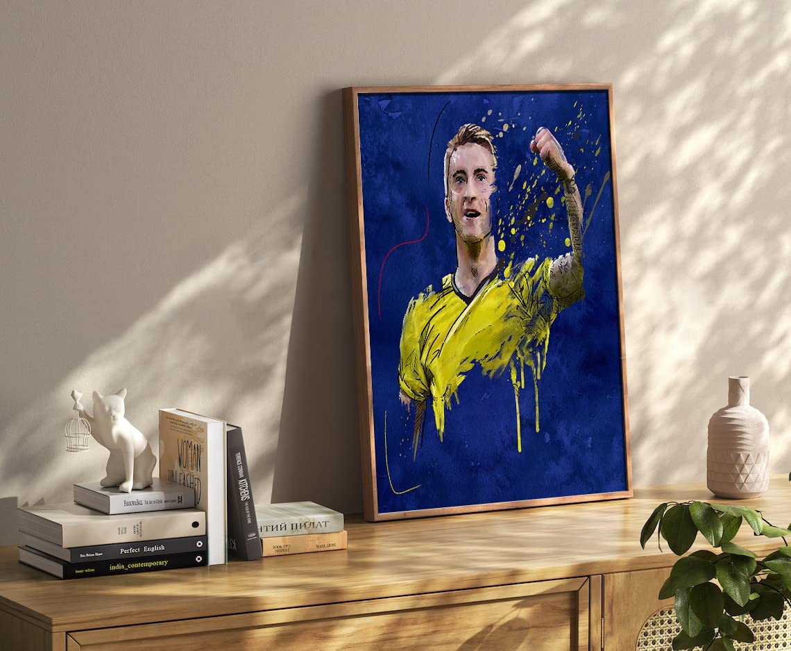 VERRE ART Printed Framed Canvas Painting for Home Decor Office Wall Studio Wall Living Room Decoration (14x22inch Wooden Floater) - Marco Reus