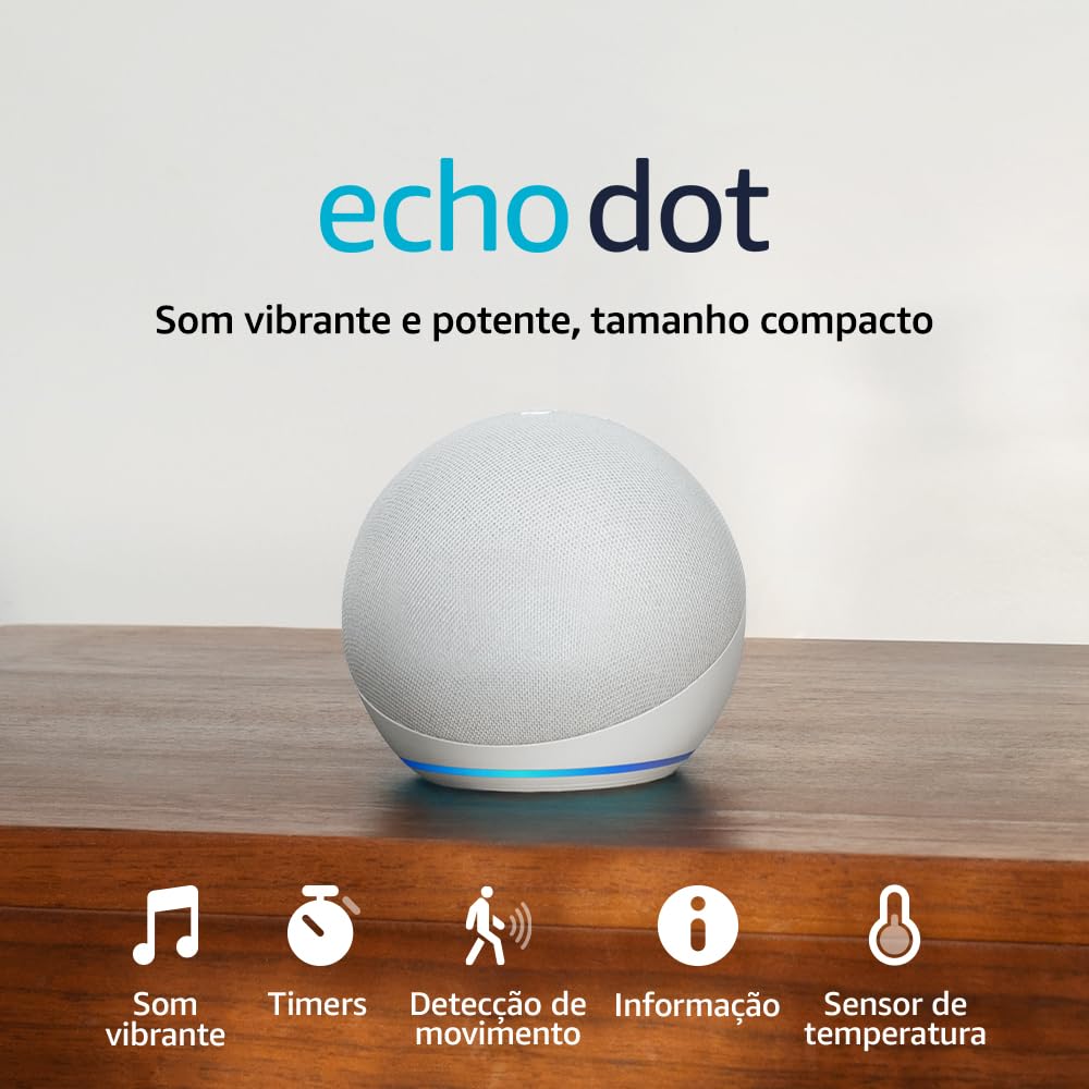 Echo Dot (Geração mais recente) | Smart speaker com Alexa, som vibrante e potente, Wi-Fi e Bluetooth | Cor Branca
