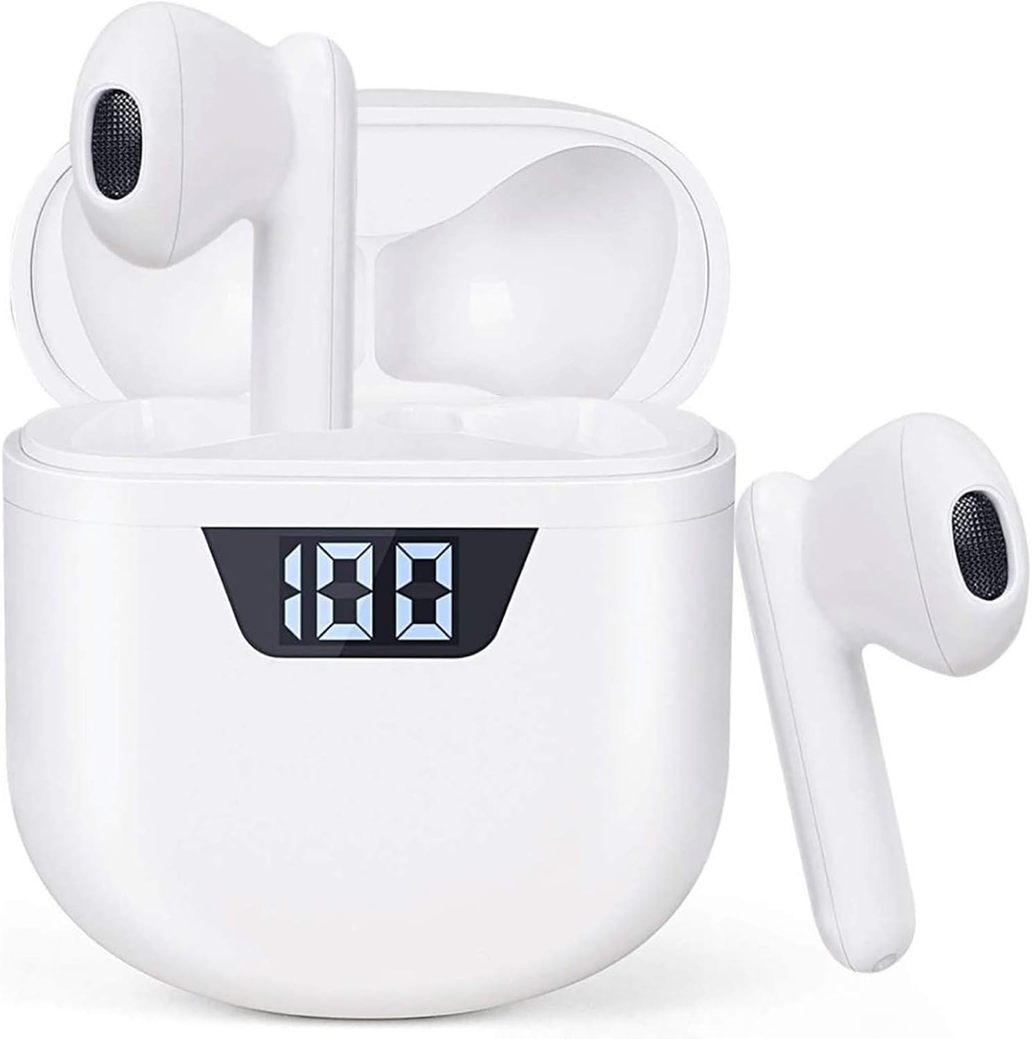 Wireless Earbuds, Bluetooth 5.0 Headphones with Charging Case, 3D Stereo Earpods Air Buds in-Ear Ear Buds with Deep Bass Touch Control Earphones, Open Lid Auto Pairing for Android/Samsung/Apple iPhone