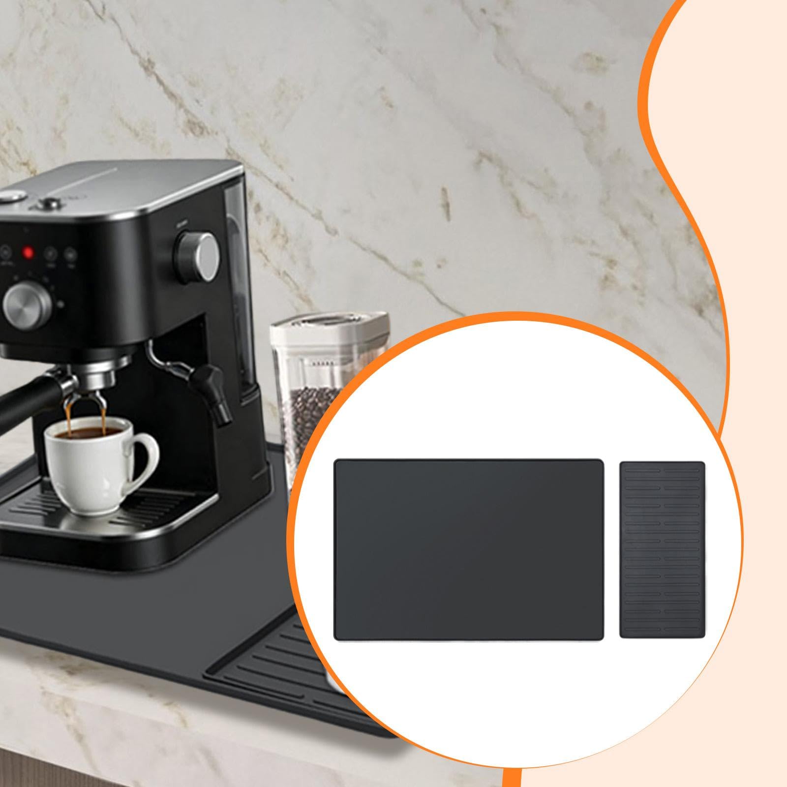 Gralara Kaffeematte, Espressomaschine, Barzubehör, Mehrzweck Reinigungsmatte für Kaffeemaschinen, Kaffeezubehör, Küchenabfälle, Schwarz
