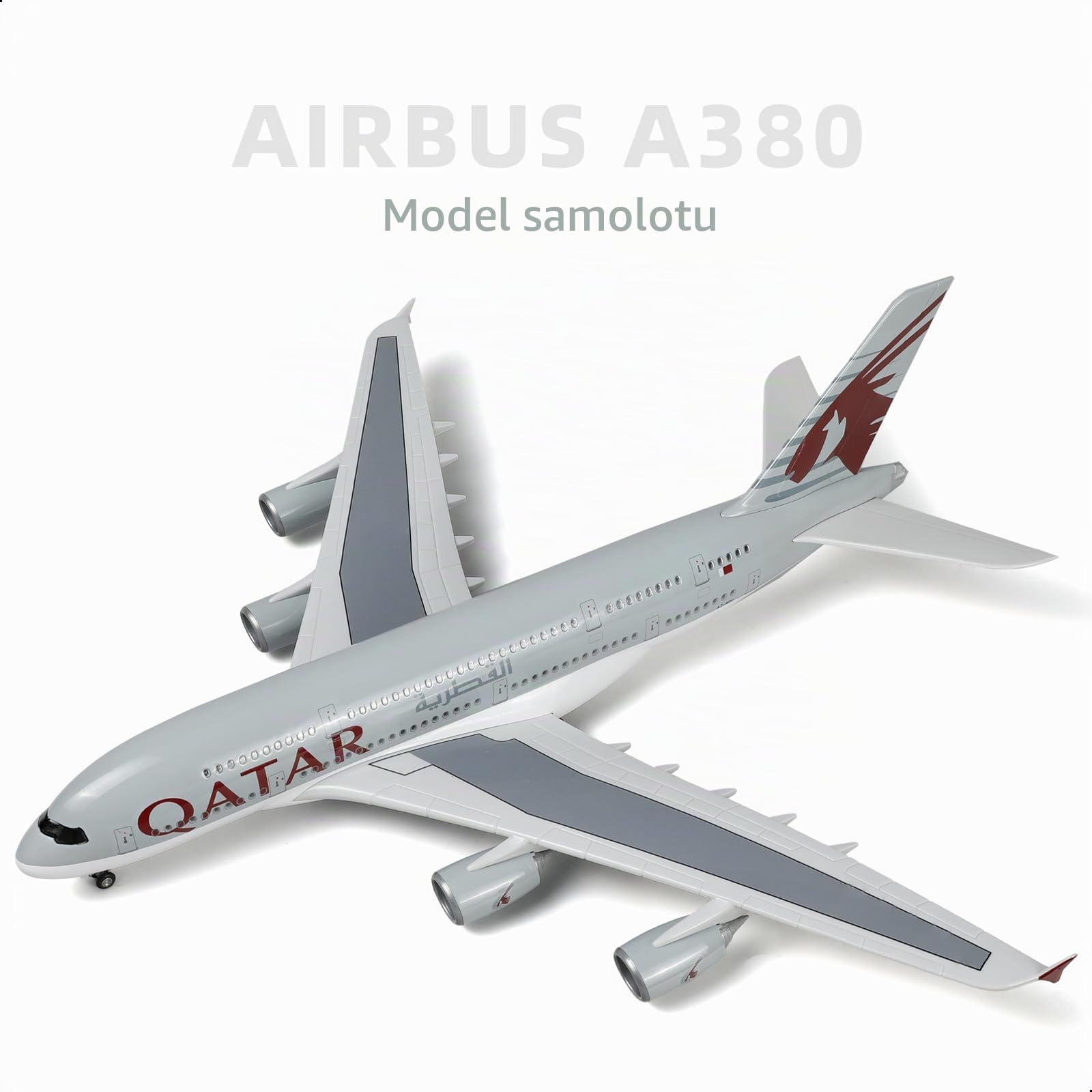QIYUMOKE 1/160 Airbus A380 Qatar 18 cali Duży odlewany model