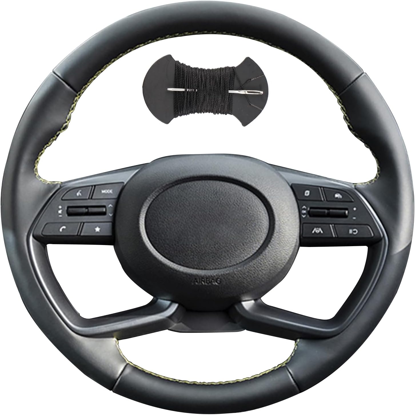 Car Steering Wheel Cover Microfiber Leather Stitch Wheel Wrap Fit for Hyundai Avante Santa Cruz Tucson Plug I20 Tucson Hyundai CN7,Black