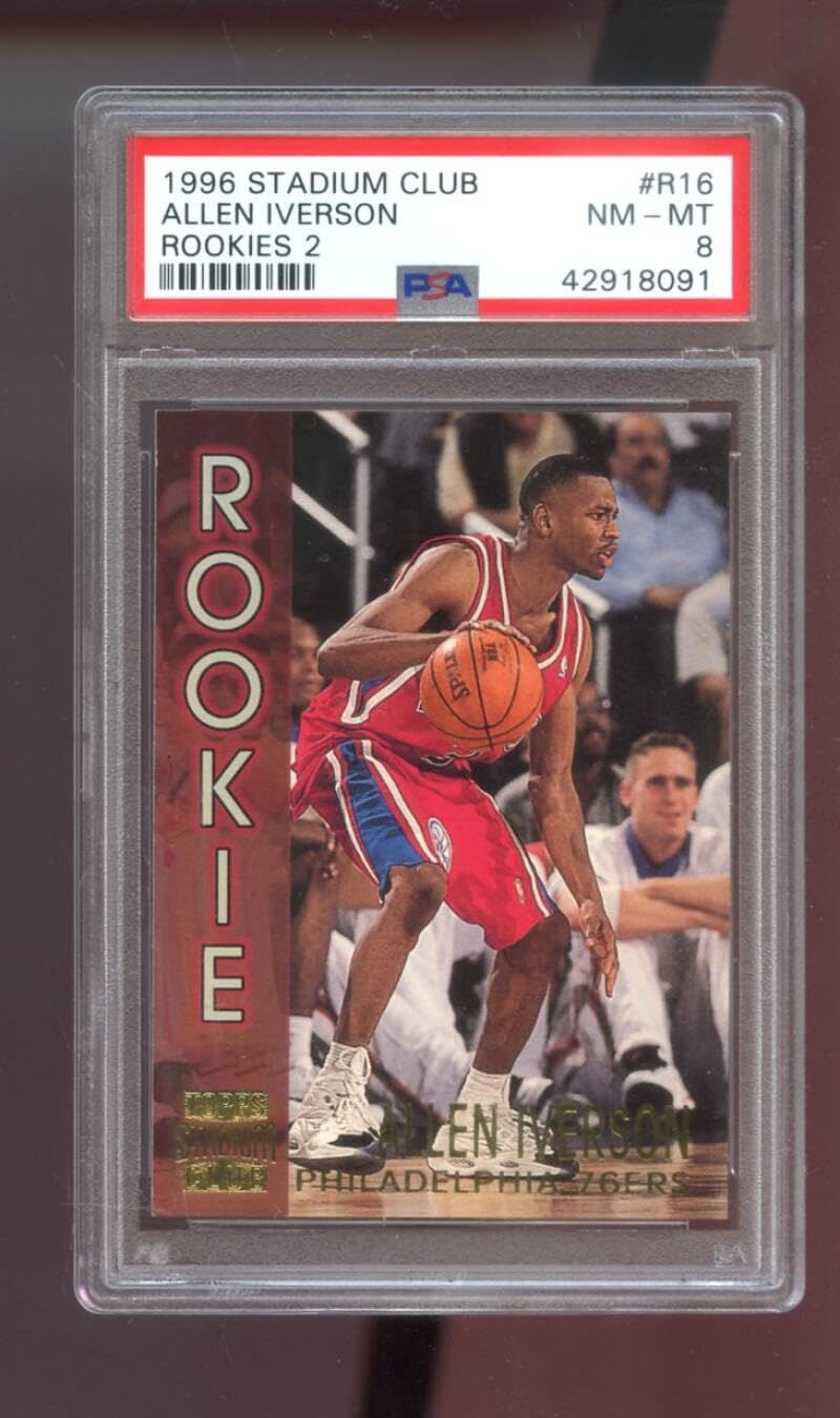 1996-97 Stadium Club Rookies 2#R16 Allen Iverson ROOKIE RC PSA 8 Graded Basketball Card NBA 96-97 Philadelphia 76ers 1996-1997