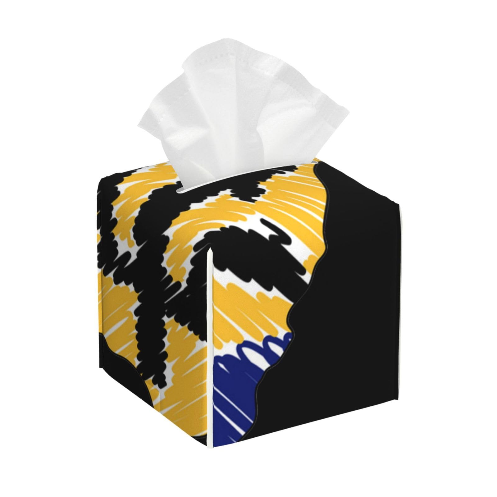 Barbados Flag Map Square Tissue Box Cover with Modern and Stylish Bottom Tissue Box Storage Space