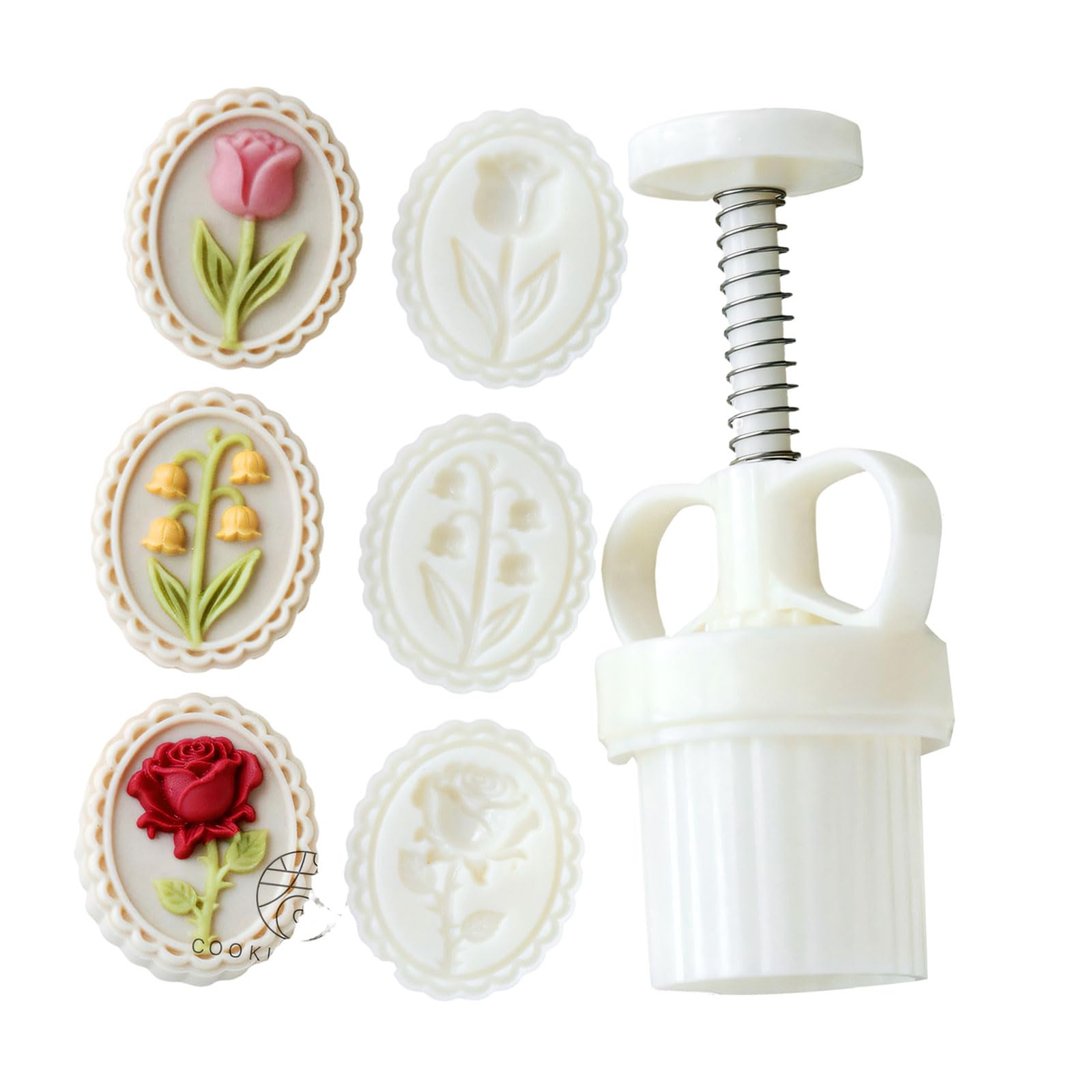 Btgghytr 3Pcs Elegant Tulips Pattern Moons Cakes Molds 50G Sturdy Home Baking Equipment for Kitchen Use Celebratory Dessert Molds