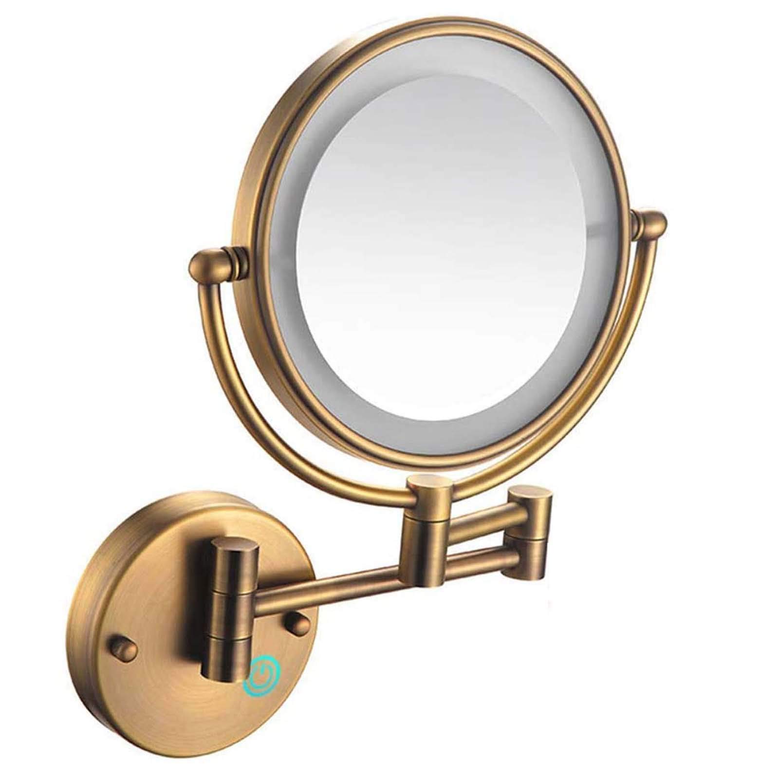 Miroir de maquillage mural avec lumières LED rechargeable USB et face double pivotante 8 pouces