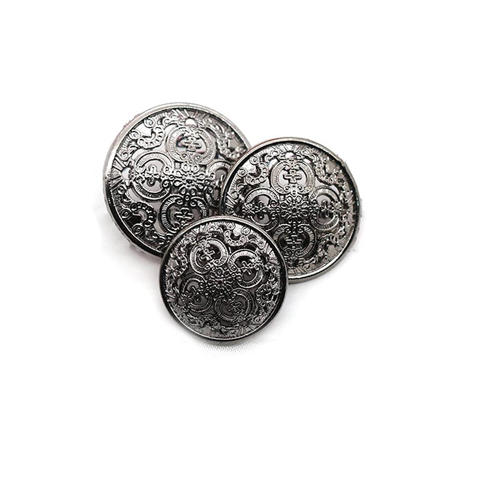 5 Pcs Hollow Metal Button Black Silver Gold Buttons Round Decorative Button for Clothes Sewing Accessories