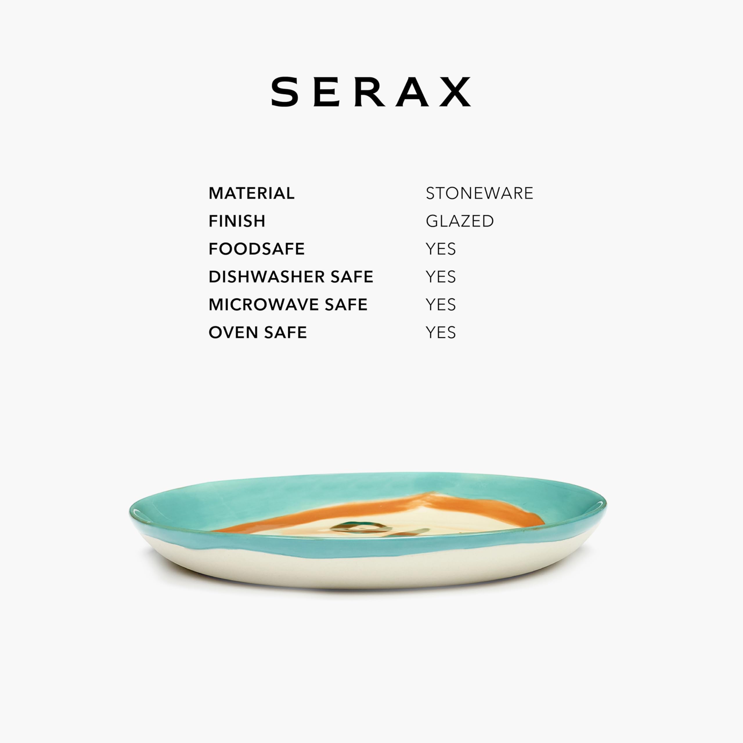 Serax Ottolenghi Breakfast Plates, Ottolenghi 4 Dessert Plates, Assorted Color Stoneware Dinnerware Set, Luxury Tableware for Home Dinner Party Kitchen Sets