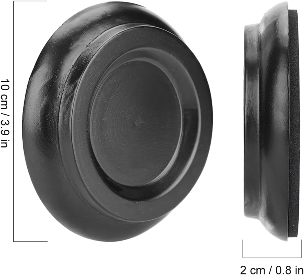 GGFOXLE 4Pcs Piano Caster Cups, 3.9x0.8in Furniture Cups for Hardwood Floors with 1.88in ID, Beech Furniture Protection Cup with EVA Mat, Round Piano Leg Floor Protectors, Black