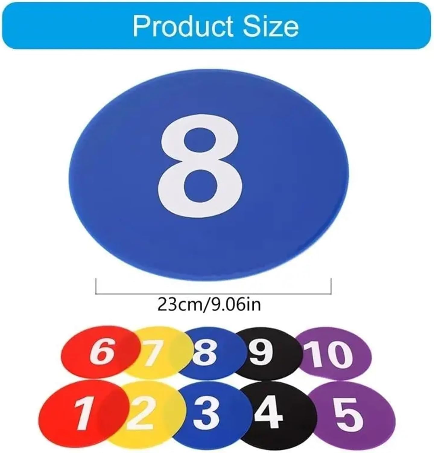 10pcs Numbered Floor Spots Markers Soccer Flat Sign Discs Football Nonslip Floor Marker