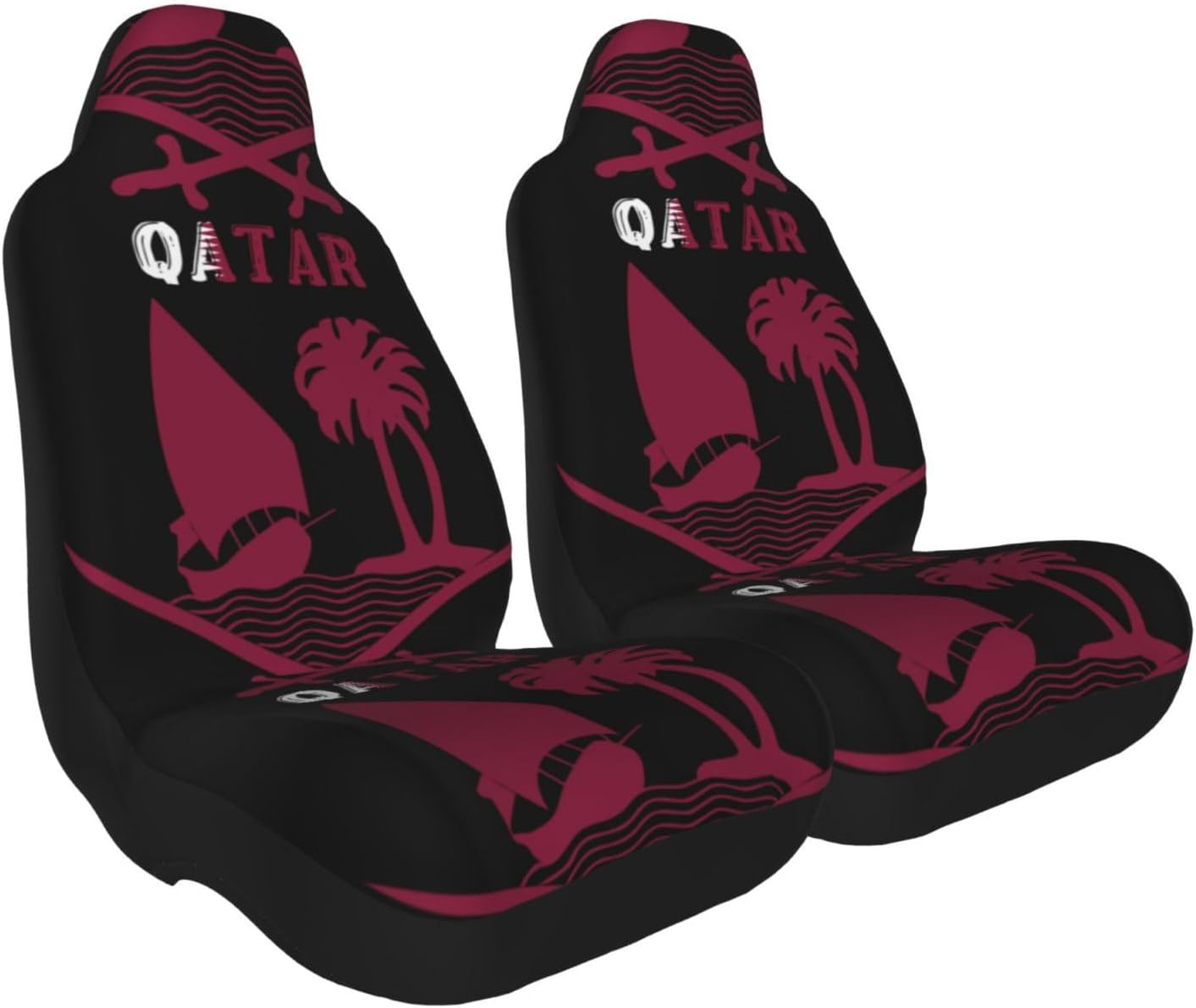 Qatar Emblem Car Seat Covers, Protective Car Seat Covers, Seat Covers Suitable for Most Car Models