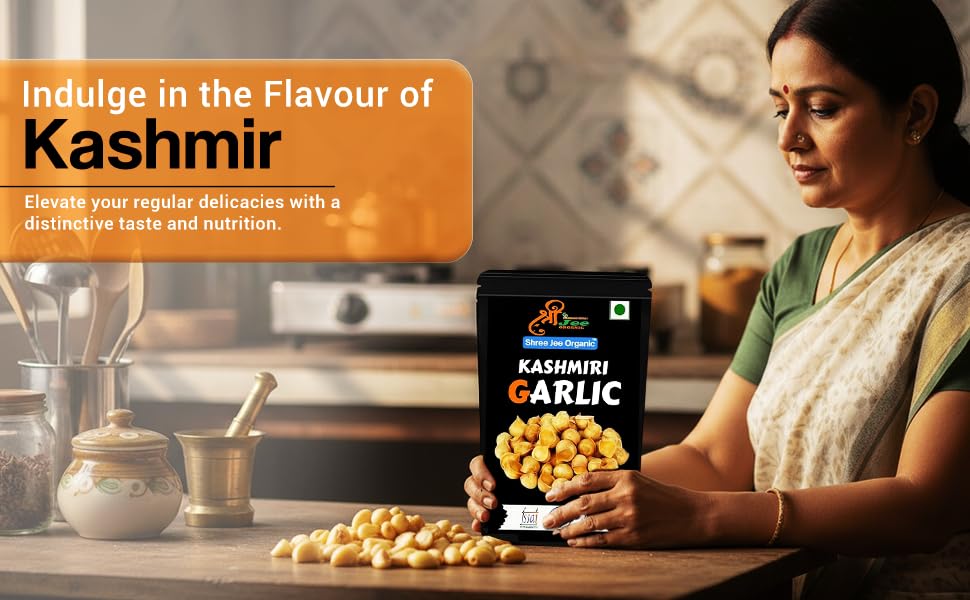 Image of Shree Jee Organic Dry Kashmiri Garlic (250 grams) Premium Single Clove Garlic from the Himalayas, A Taste of Tradition Lehsun