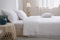 Vista 13 de Funda de edredón de encaje blanco tamaño individual, funda de edredón de algodón egipcio, 68 x 90 pulgadas, 1 pieza sólida