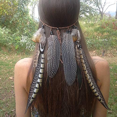 Wlbon W19-HEADBAND-BOHO78-GRAY36 Feather Headband Bohemian Tassel Hair Hoop Crown Headdress Cosplay Costume Handmade Hair Accessories thumb #2