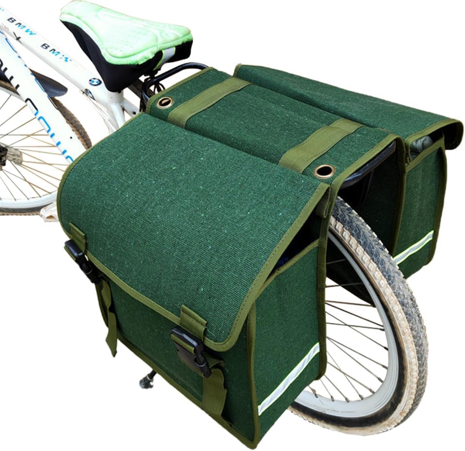 UNISTRENGH Bike Panniers Bags Bicycle Rear Saddle Carrying Bag Outdoor Cycling Luggage Bag Motorcycle Rear Hanging Bag (Green_Large)