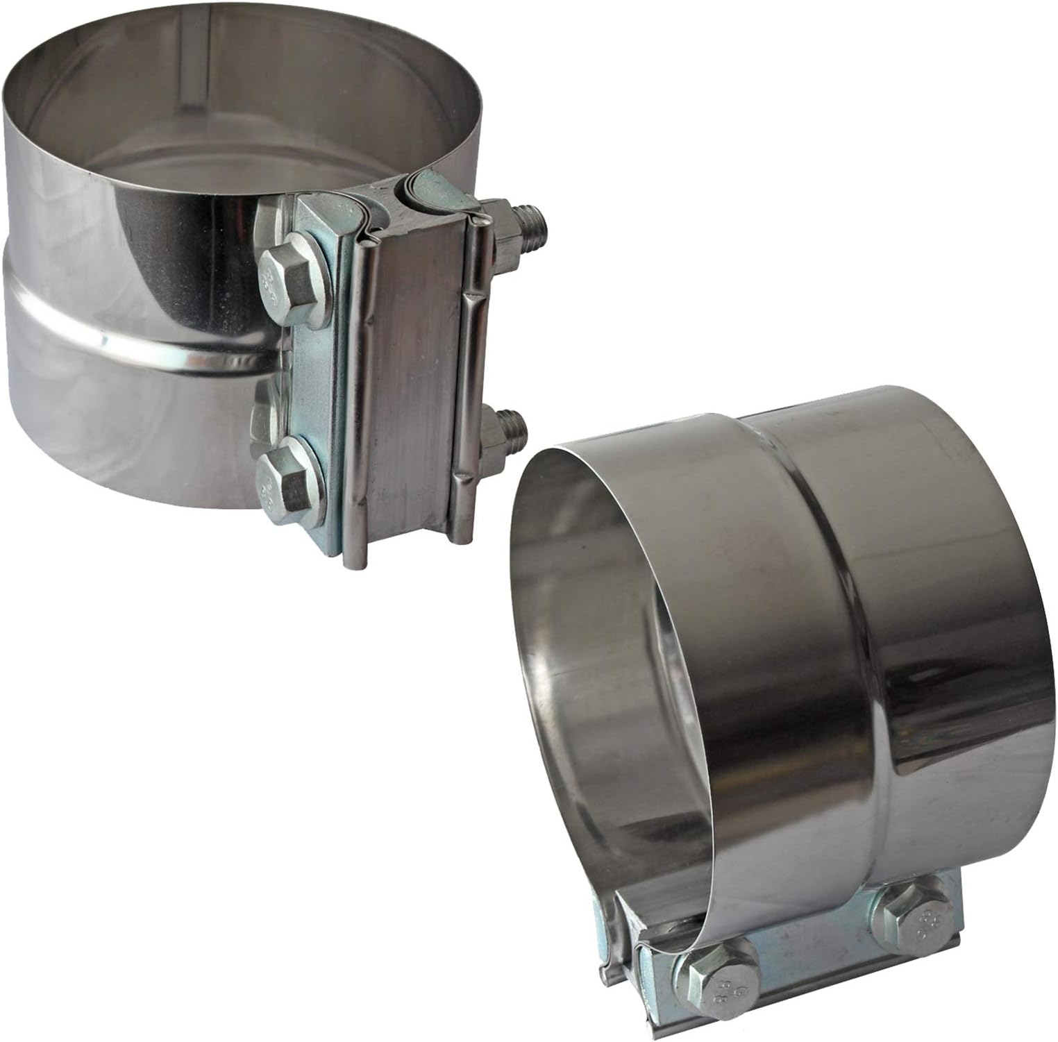 - 4" Lap Joint Exhaust Band Clamp - Stainless Steel With 1 Block 2Pcs For 4" Od To 4" Id Exhaust Pipe, Muffler, Elbow And Exhaust Tubing Connection(2 Pack)