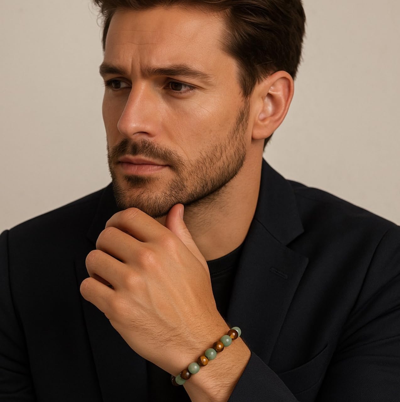 Money Wealth Success Bracelet - Green Aventurine Bracelet Tiger Eye for Men Women - Healing Crystal Calming Anxiety Stress Relief - Gift for Abundance and Wisdom - Gemstone for Prosperity - Image 4