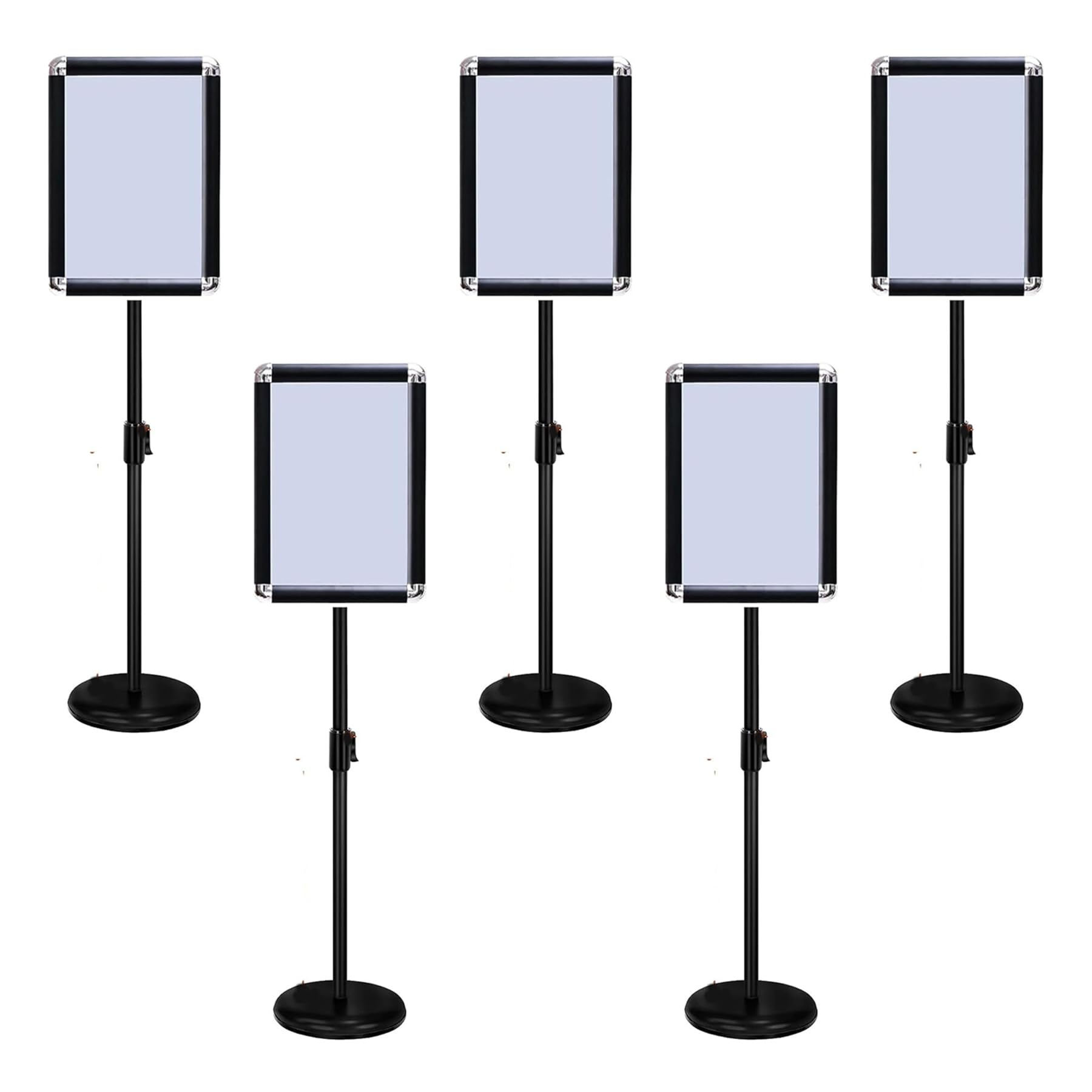 Pack OF 5. A4 Black Floor Standing Sign Holder Poster Menu Floor Display Stand Adjustable Size: A4(24x33CM)